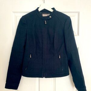 Banana Republic Black Twill Moto Jacket Women’s Thick Cotton Fully Lined, 6